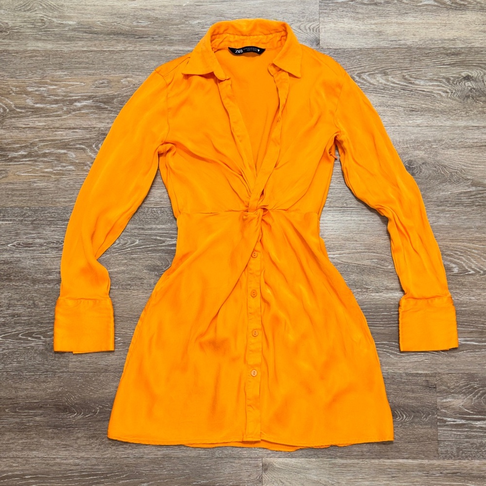 Zara Vibrant Orange Long Sleeve Dress